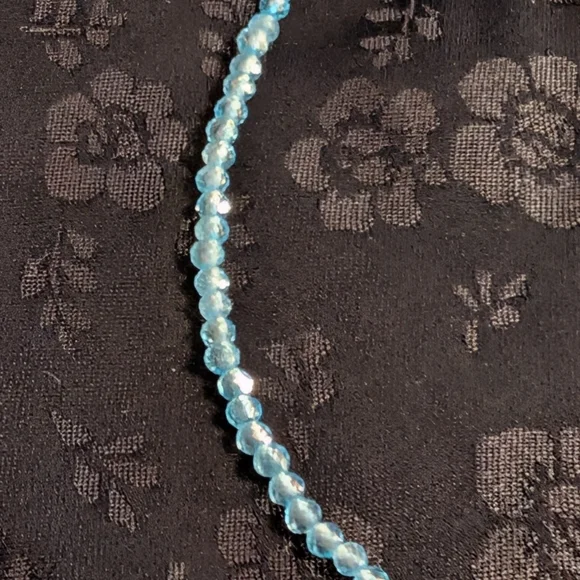 Delicate Genuine Sky Blue Topaz 2 mm Faceted Beaded Bracelet 925 Sterling Silver - Picture 4 of 13